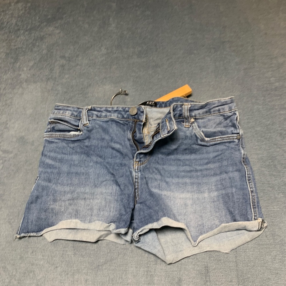 Kut From The Kloth Cut Off Shorts Women 14 Blue Denim Cotton Stretch Cuffed Hem